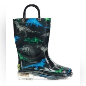 KIDS DINOSAUR FRIENDS LIGHTED RAIN BOOT - BLACK size 13